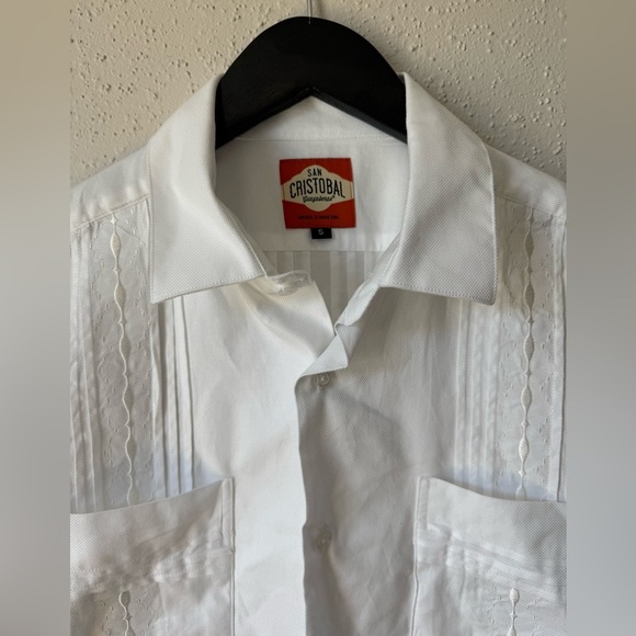 San Cristobal Short Sleeve‎ 4-Pocket Havana Classic Guayabera Small White Casual - Picture 5 of 12